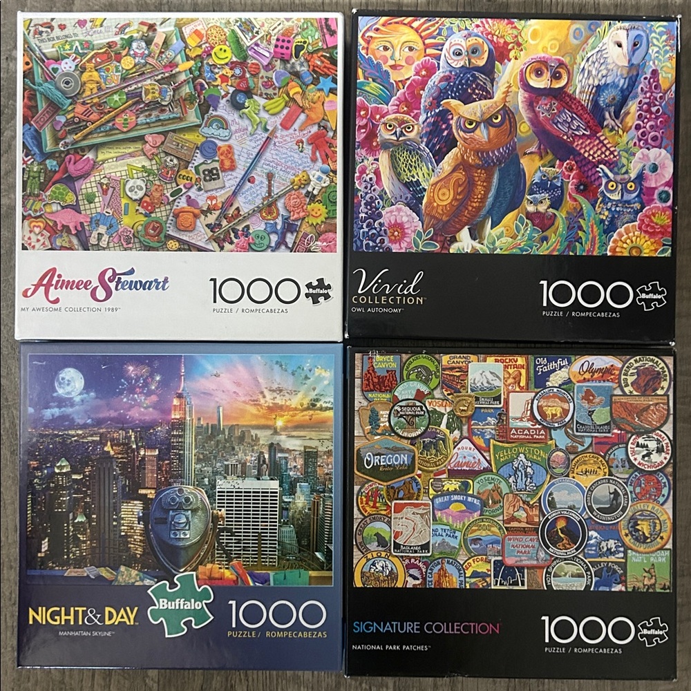 Set of 4 Buffalo 1000 piece Puzzles